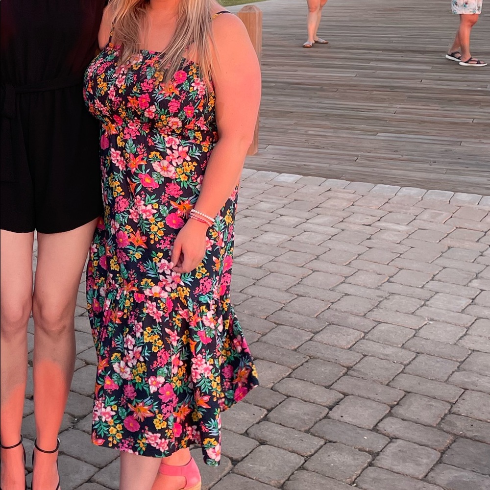 Jcrew floral midi smocked dress medium